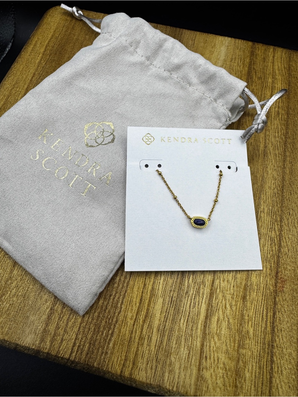 Kendra Scott Mini Elisa Satellite Short Pendant Necklace Vintage Gold Blue Lapis